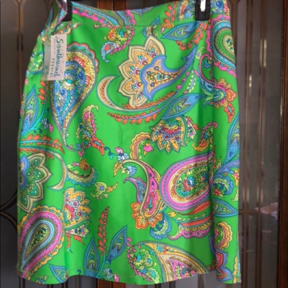 South Wind Apparel paisley green skirt
